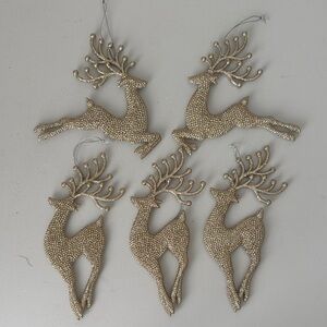 Elegant Gold Reindeer Ornaments Set